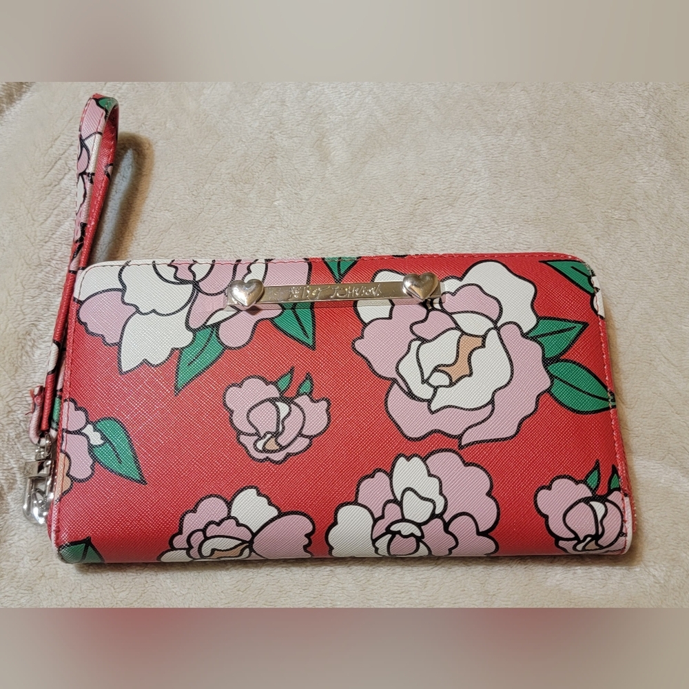 Betsey Johnson Red and Pink Floral Wallet